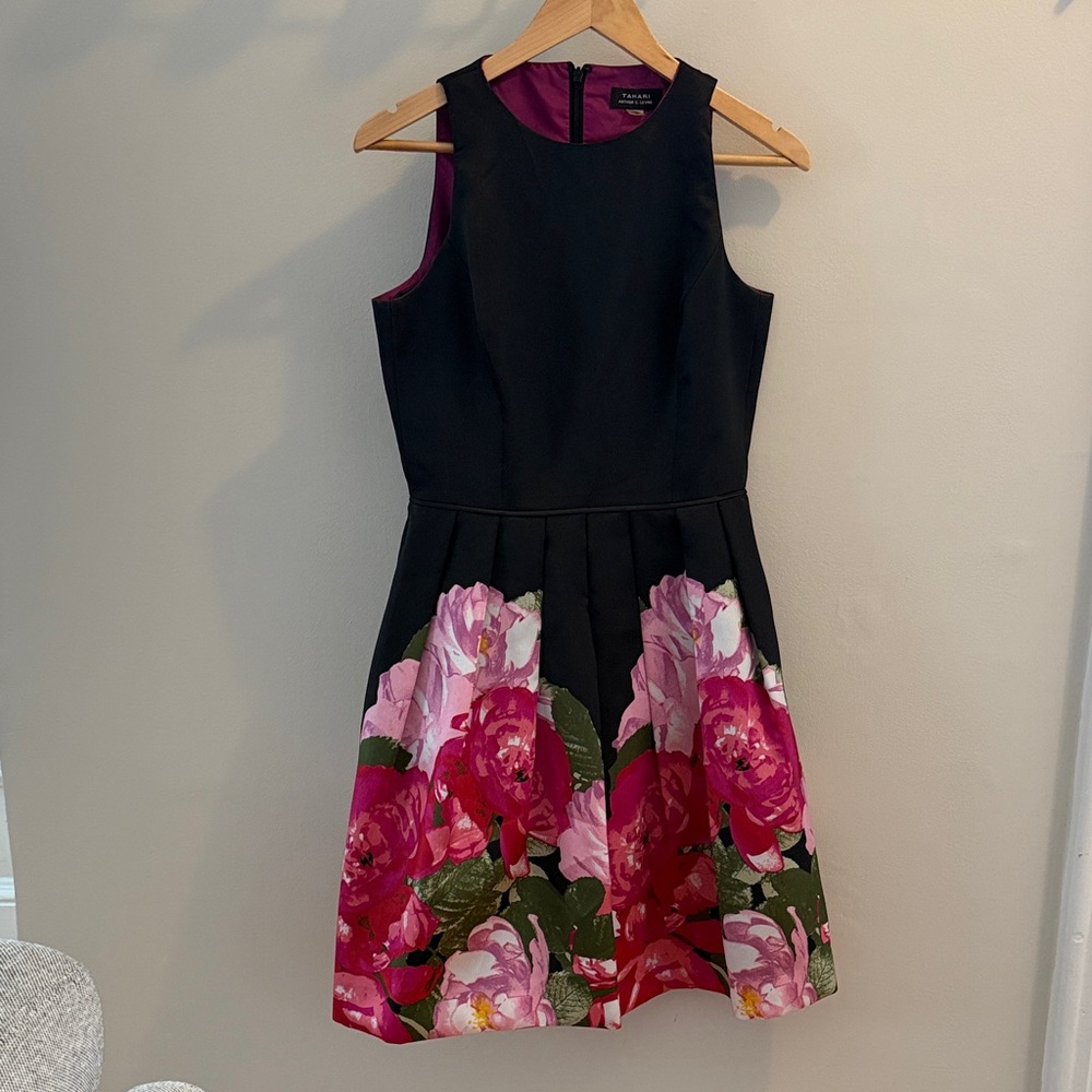 Floral Sleeveless Dress with Pink floral Accents